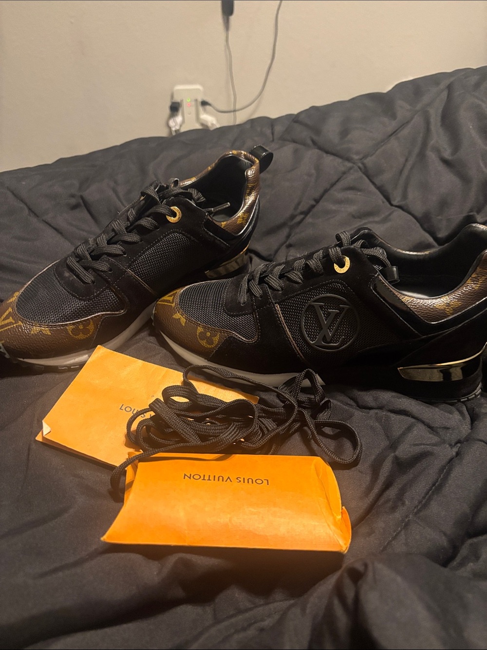 Louis Vuitton Black and Gold Women's Sneakers - Picture 4 of 5